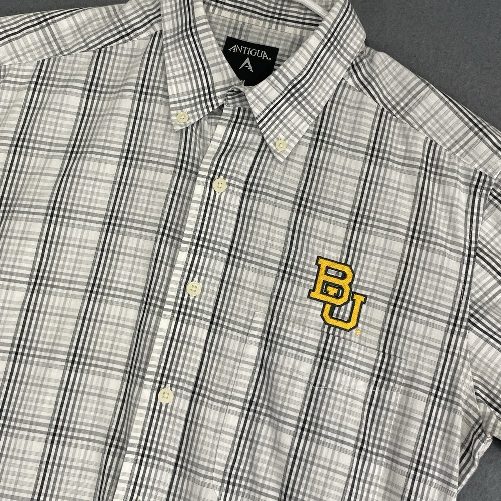 Antigua Baylor University Men's sz M Short Sleeve Embroidered Button Up Shirt